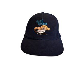 Vintage April Point Navy Corduroy Snapback Hat By Headline Headwear